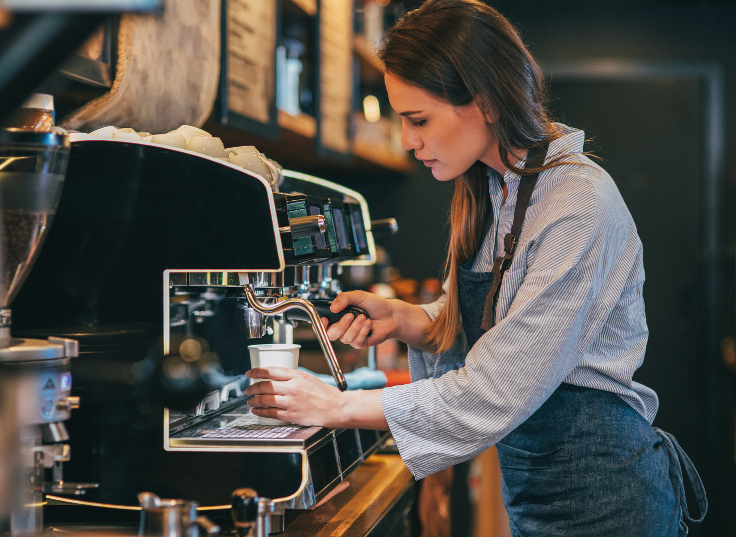 Woman making coffee